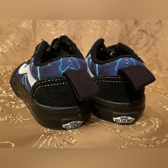 VANS Old Skool Lightning Black/Blue Elastic Slip-On Sneakers Kids Size 5t NWOB - Picture 4 of 8